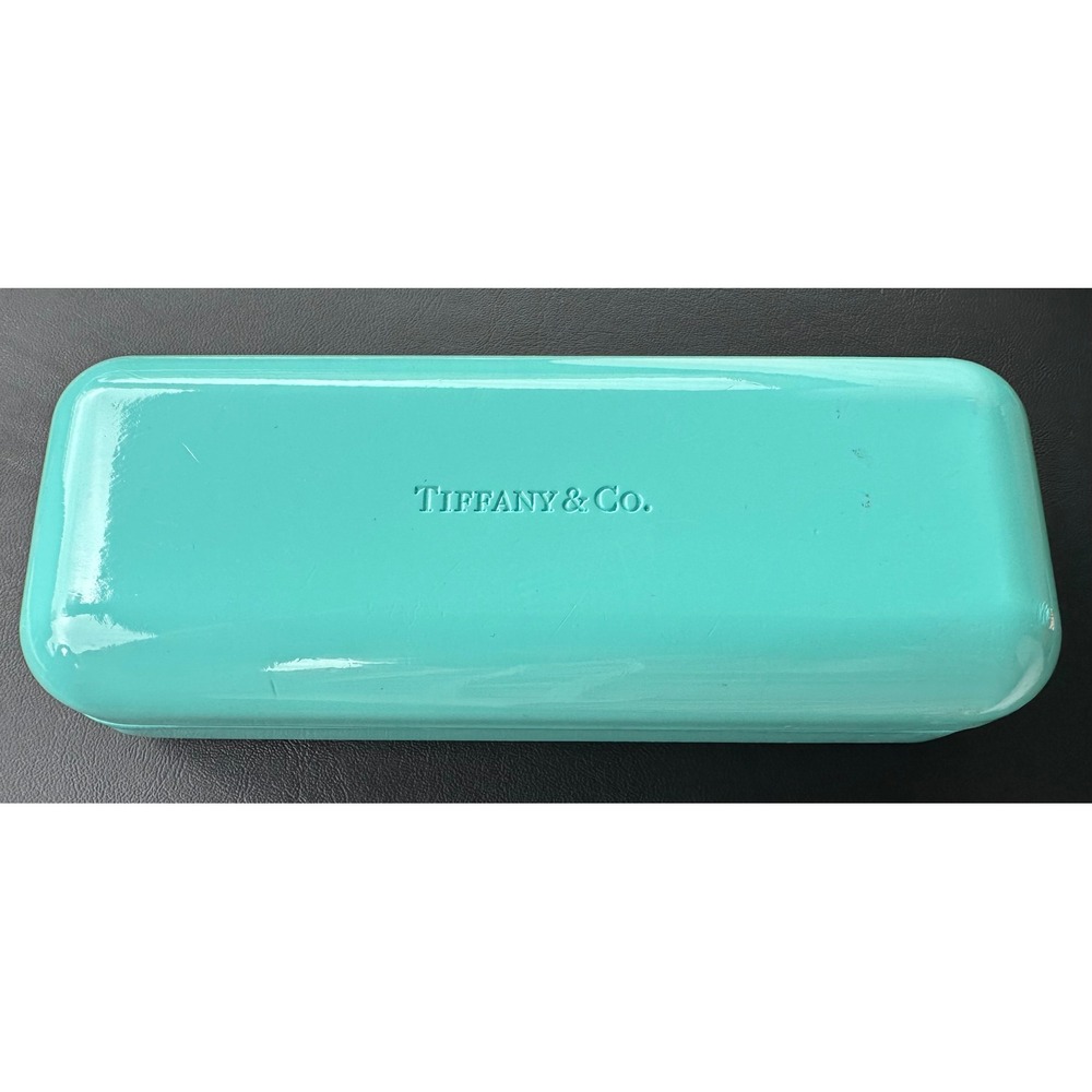 Tiffany & Co. Glossy Tiffany Blue Hard Shell Eyeglass Sunglasses Case Tan Lining